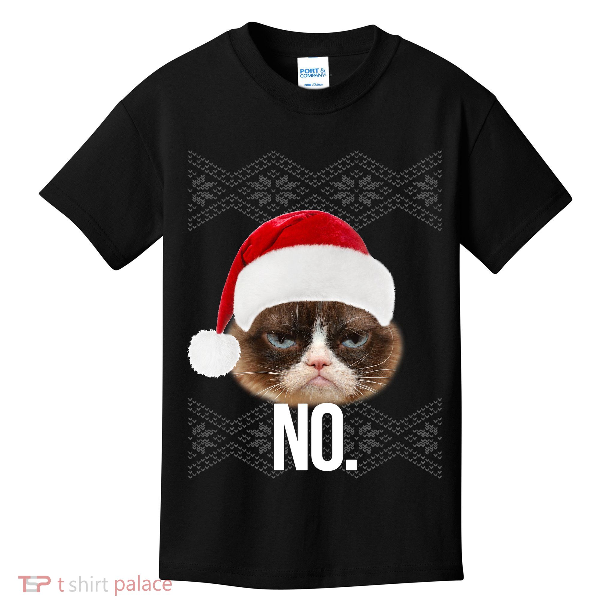 Funny Cat NO Meme Ugly Christmas Sweater Kids T-Shirt