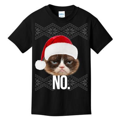 Funny Cat NO Meme Ugly Christmas Sweater Kids T-Shirt