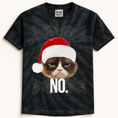 Funny Cat NO Meme Ugly Christmas Sweater Kids Tie-Dye T-Shirt