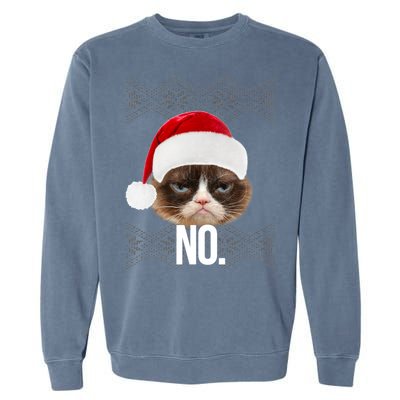 Funny Cat NO Meme Ugly Christmas Sweater Garment-Dyed Sweatshirt