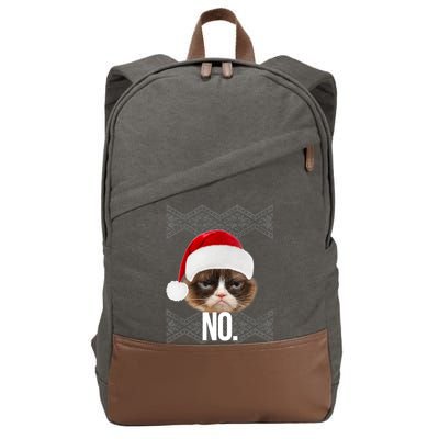 Funny Cat NO Meme Ugly Christmas Sweater Cotton Canvas Backpack