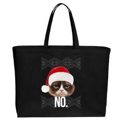 Funny Cat NO Meme Ugly Christmas Sweater Cotton Canvas Jumbo Tote