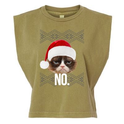 Funny Cat NO Meme Ugly Christmas Sweater Garment-Dyed Women's Muscle Tee