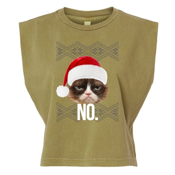 Funny Cat NO Meme Ugly Christmas Sweater Garment-Dyed Women's Muscle Tee