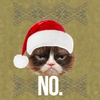 Funny Cat NO Meme Ugly Christmas Sweater Garment-Dyed Women's Muscle Tee