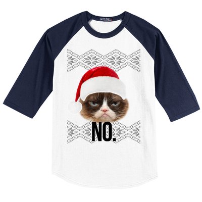 Funny Cat NO Meme Ugly Christmas Sweater Baseball Sleeve Shirt