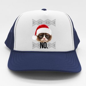 Funny Cat NO Meme Ugly Christmas Sweater Trucker Hat