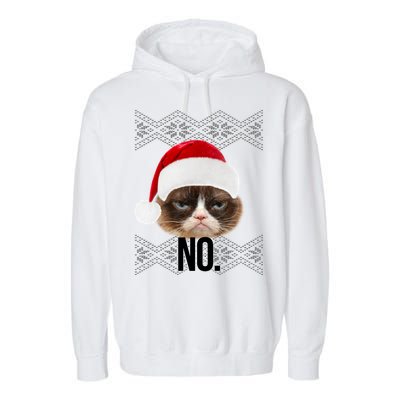 Funny Cat NO Meme Ugly Christmas Sweater Garment-Dyed Fleece Hoodie