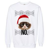 Funny Cat NO Meme Ugly Christmas Sweater Garment-Dyed Sweatshirt