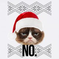 Funny Cat NO Meme Ugly Christmas Sweater Garment-Dyed Sweatshirt