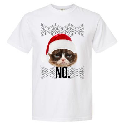 Funny Cat NO Meme Ugly Christmas Sweater Garment-Dyed Heavyweight T-Shirt