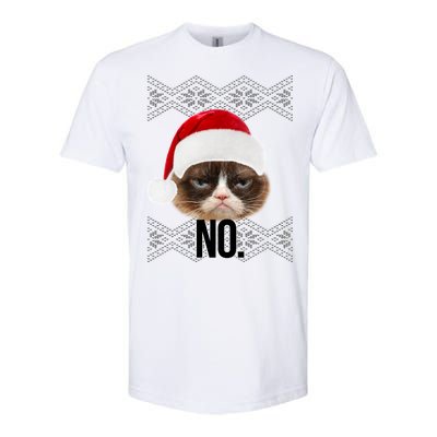 Funny Cat NO Meme Ugly Christmas Sweater Softstyle CVC T-Shirt