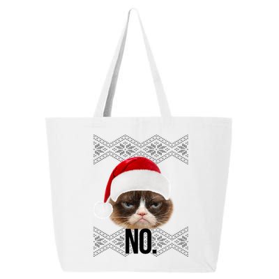 Funny Cat NO Meme Ugly Christmas Sweater 25L Jumbo Tote