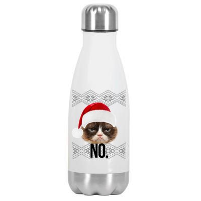 Funny Cat NO Meme Ugly Christmas Sweater Stainless Steel Insulated Water Bottle