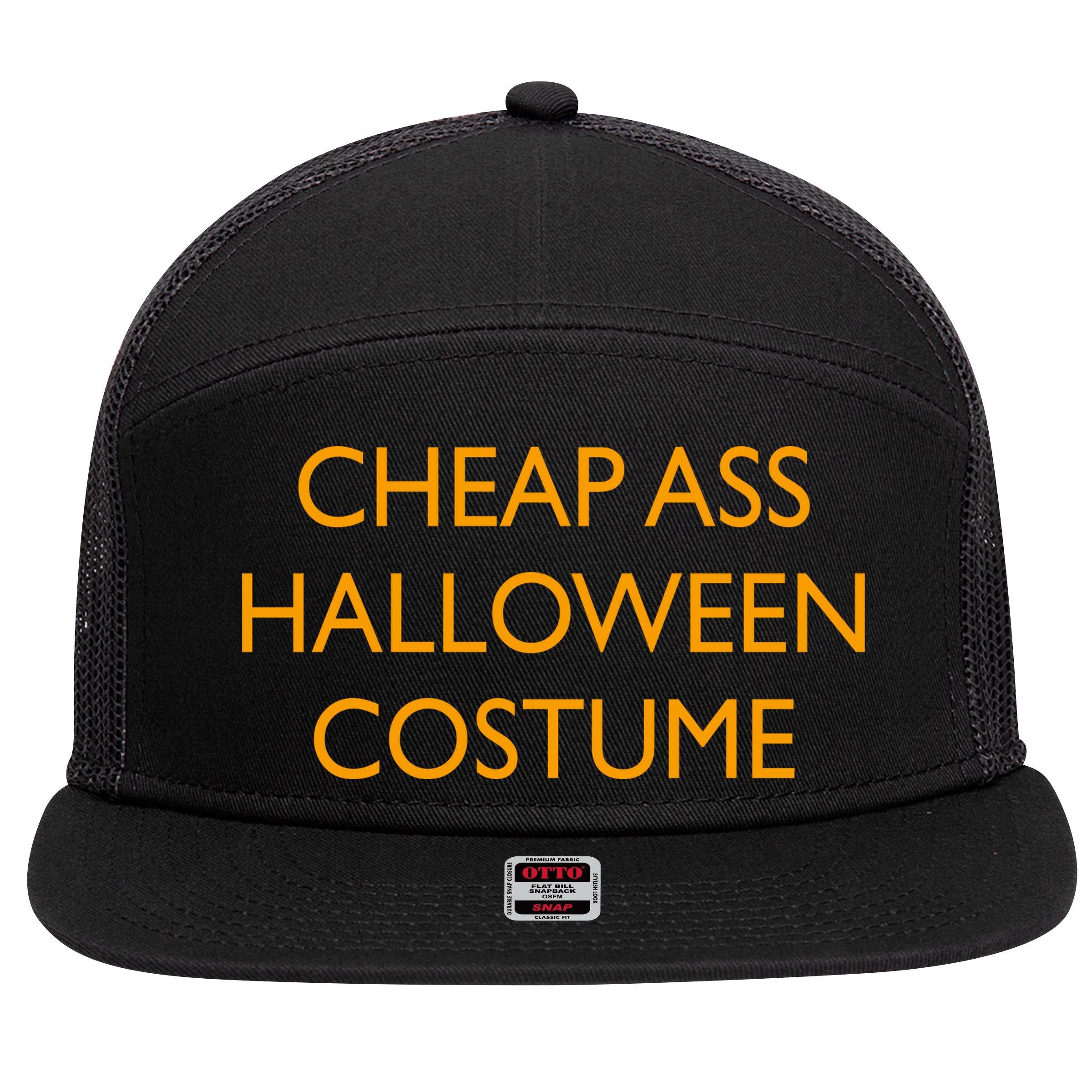 Funny Cheap Ass Halloween Costume 7 Panel Mesh Trucker Snapback Hat