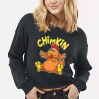 Funny Chimkin Meme Chunky Chicken Cropped Pullover Crew
