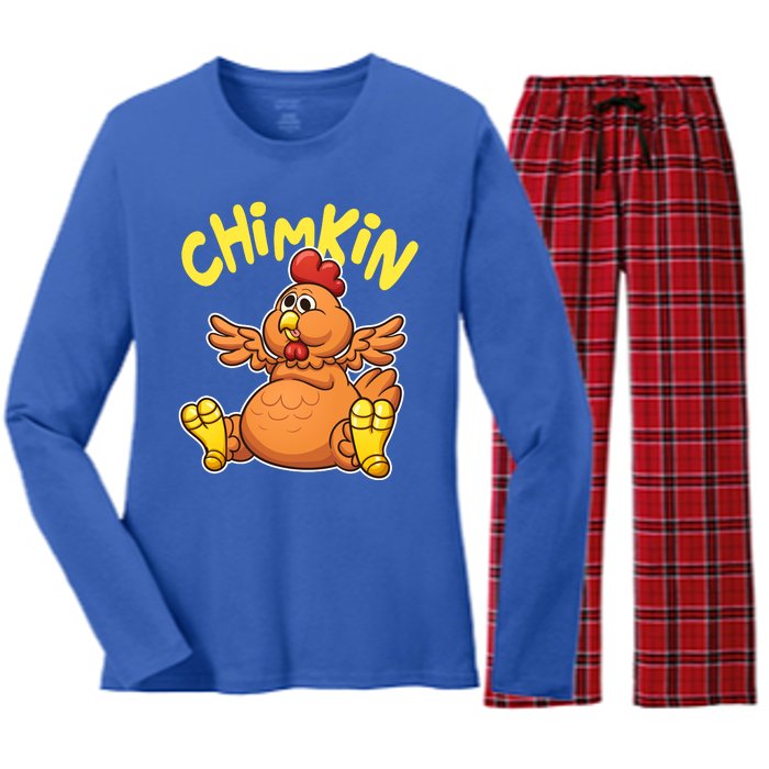 Funny Chimkin Meme Chunky Chicken Women's Long Sleeve Flannel Pajama Set 