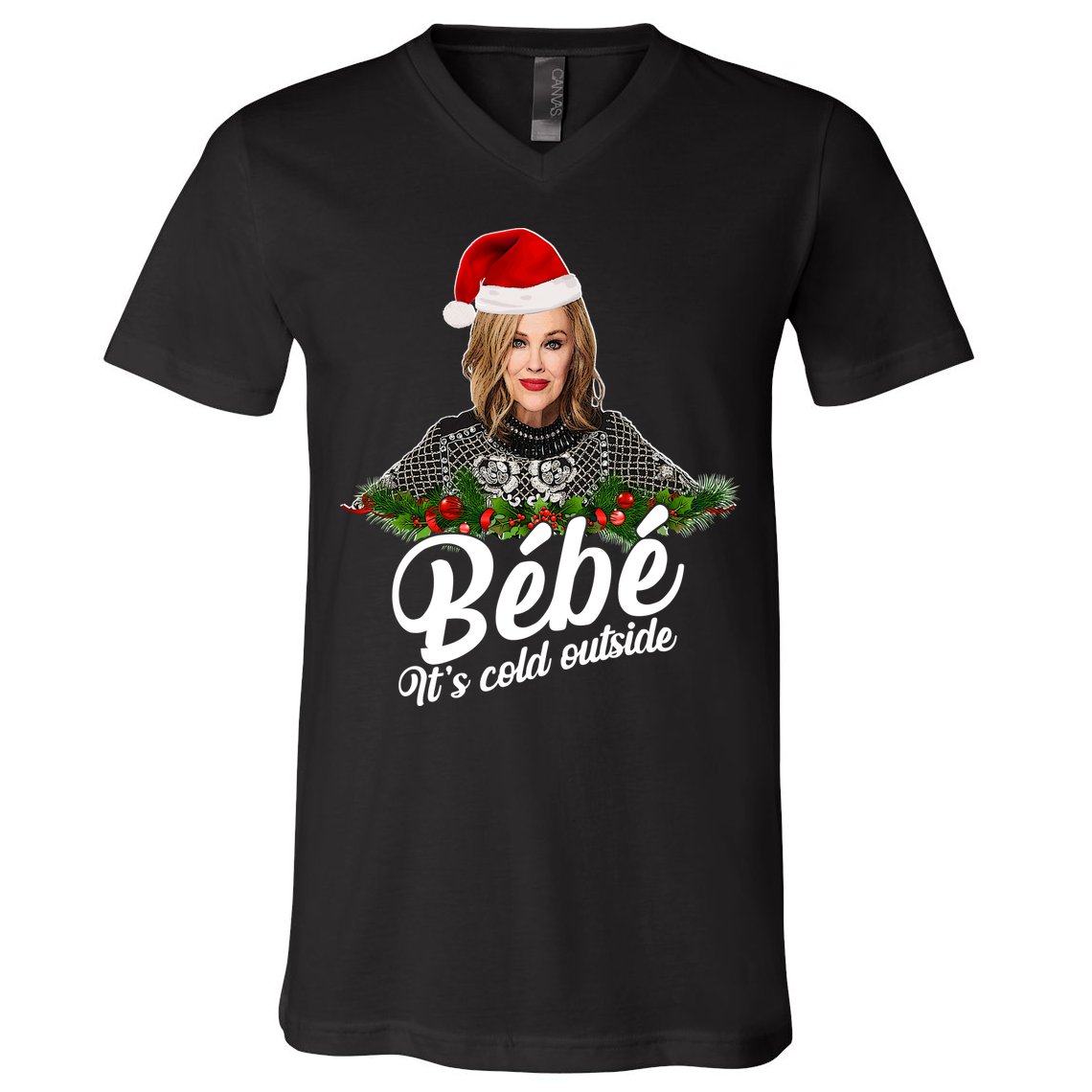 Funny Christmas Bebe It's Cold Outside  V-Neck T-Shirt