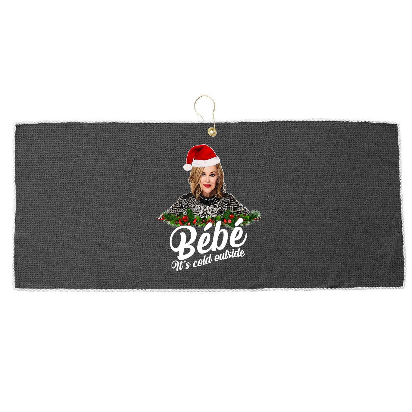 Funny Christmas Bebe It's Cold Outside  Large Microfiber Waffle Golf Towel