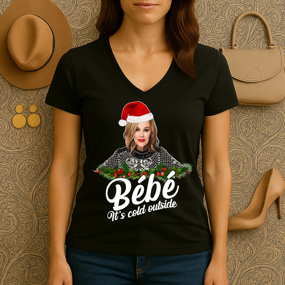 Funny Christmas Bebe It's Cold Outside  Women's V-Neck T-Shirt