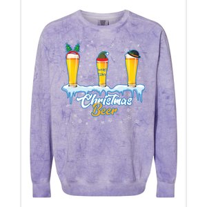 Funny Christmas Beer Colorblast Crewneck Sweatshirt