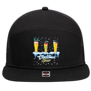 Funny Christmas Beer 7 Panel Mesh Trucker Snapback Hat