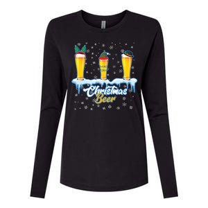 Funny Christmas Beer Womens Cotton Relaxed Long Sleeve T-Shirt