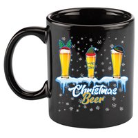 Funny Christmas Beer 11oz C Handle Ceramic Mug