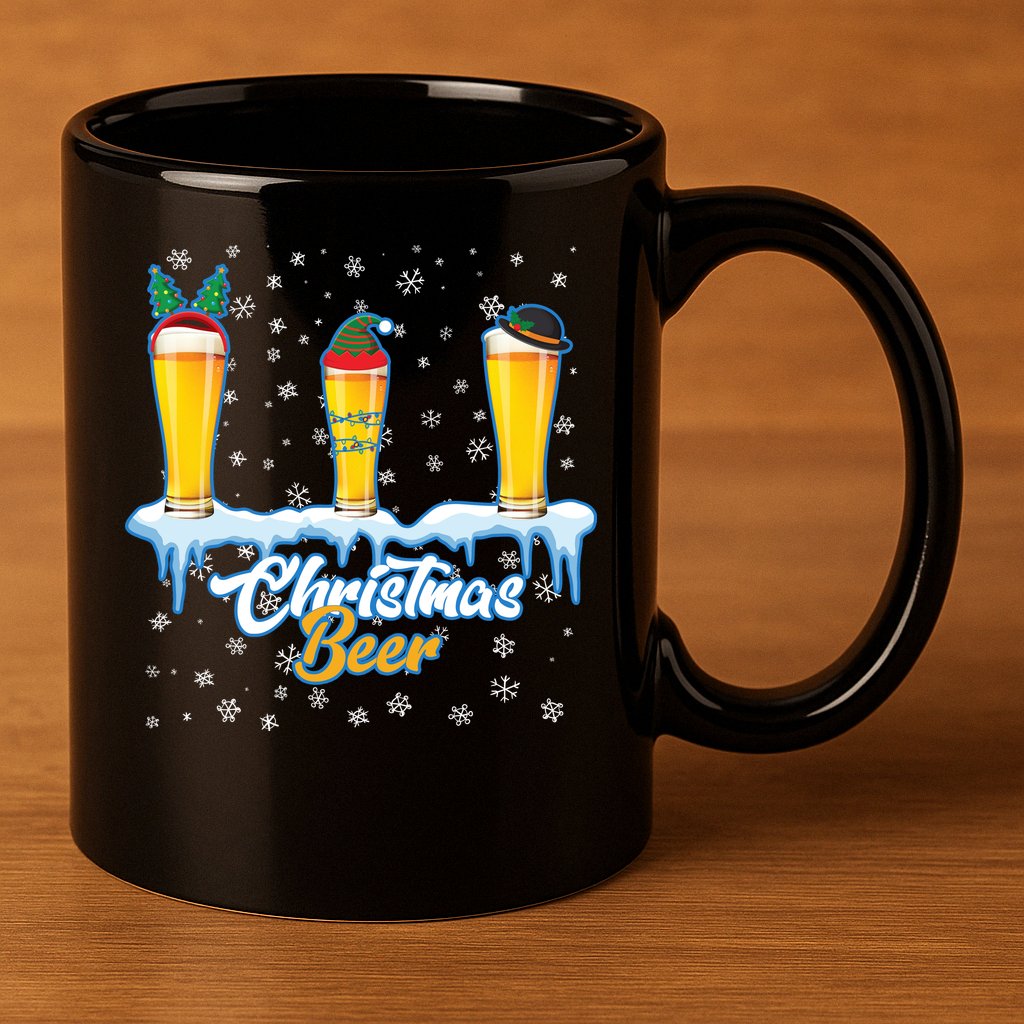 Funny Christmas Beer 11oz C Handle Ceramic Mug