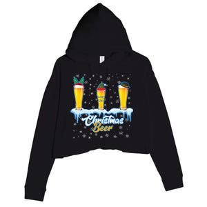 Funny Christmas Beer Crop Fleece Hoodie