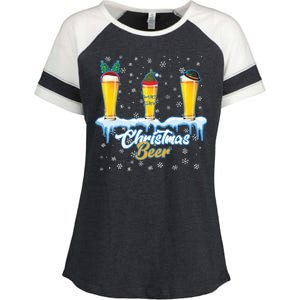 Funny Christmas Beer Enza Ladies Jersey Colorblock Tee