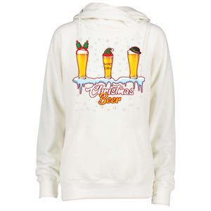 Funny Christmas Beer Womens Funnel Neck Pullover Hood