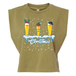 Funny Christmas Beer Garment-Dyed Women's Muscle Tee