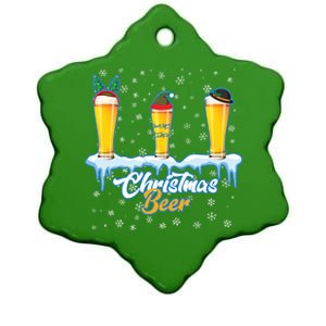 Funny Christmas Beer Ceramic Star Ornament