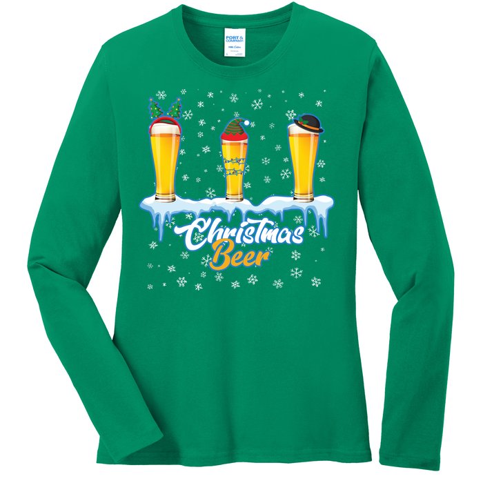 Funny Christmas Beer Ladies Long Sleeve Shirt