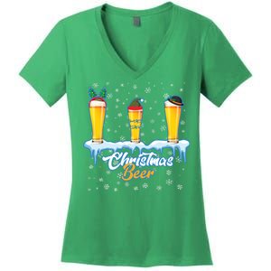 Funny Christmas Beer Women's V-Neck T-Shirt