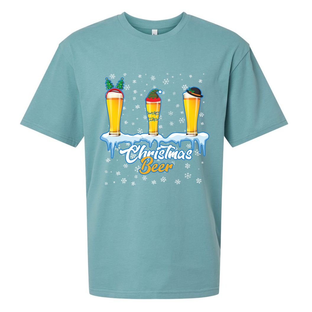 Funny Christmas Beer Sueded Cloud Jersey T-Shirt