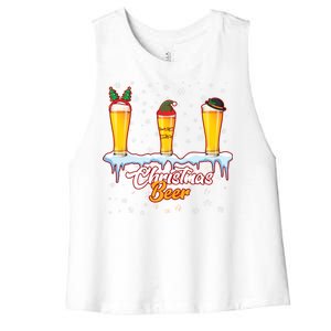 Funny Christmas Beer Women's Racerback Cropped Tank