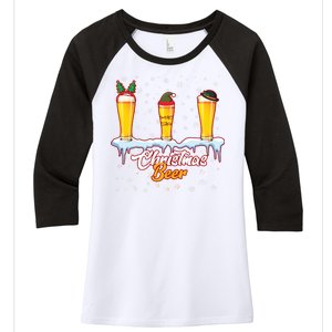 Funny Christmas Beer Women's Tri-Blend 3/4-Sleeve Raglan Shirt