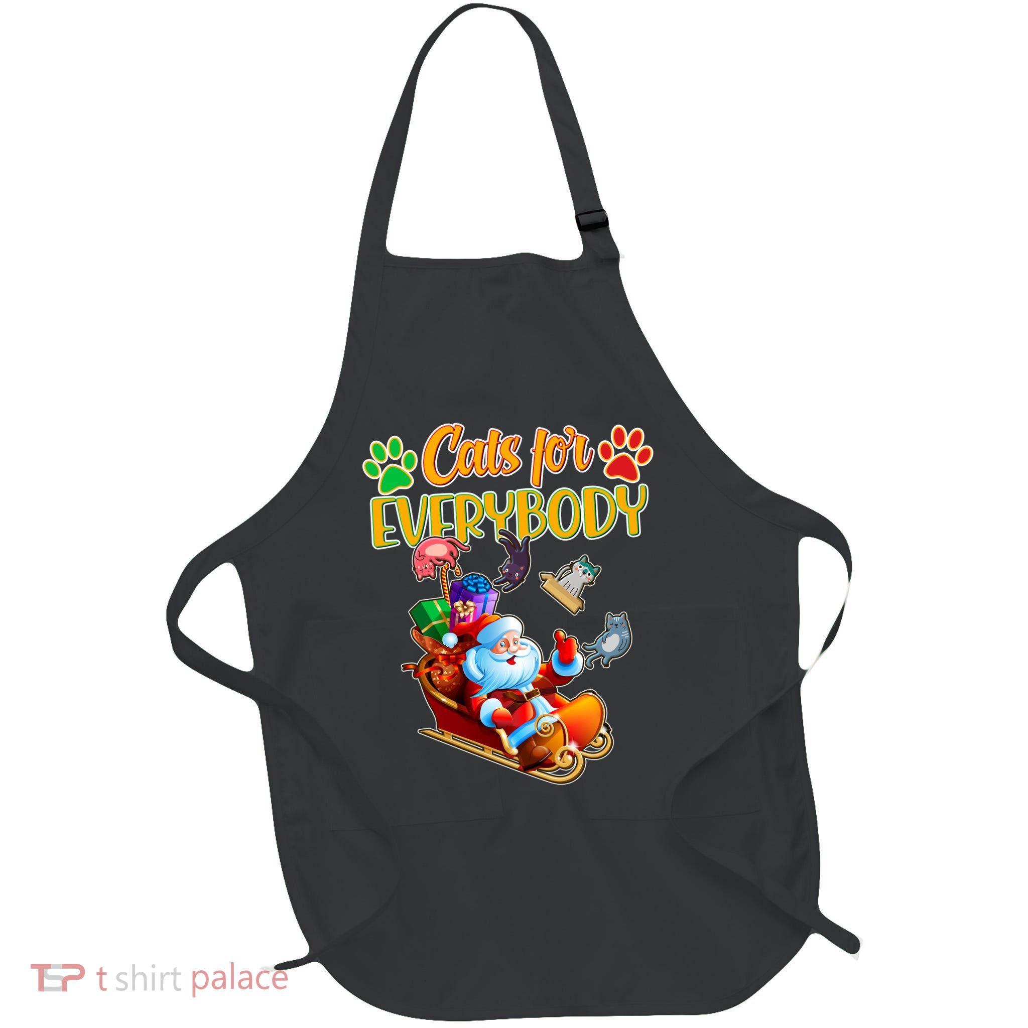 Funny Christmas Cats For Everyone Santa Claus Full-Length Apron With Pockets