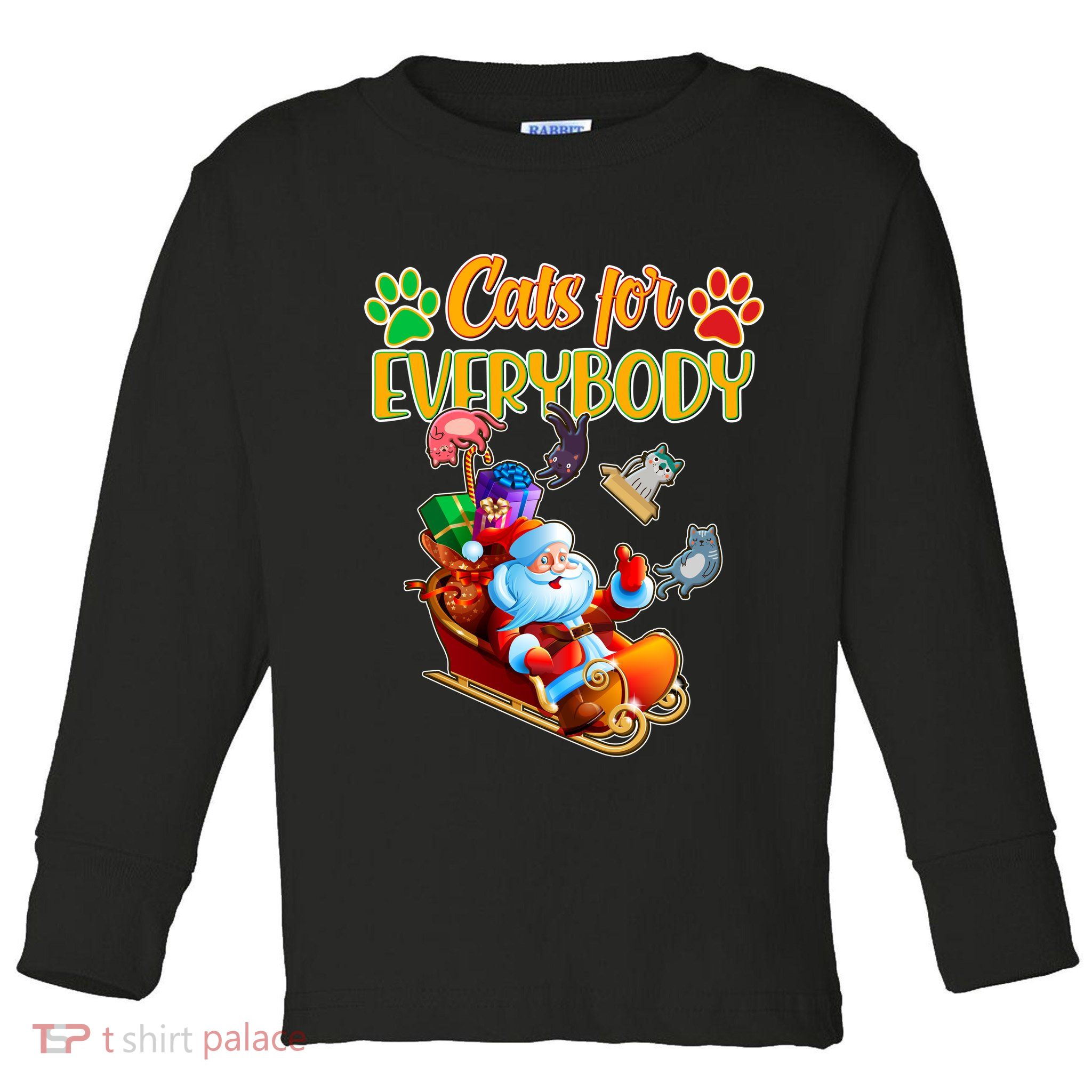 Funny Christmas Cats For Everyone Santa Claus Toddler Long Sleeve Shirt