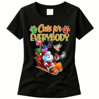 Funny Christmas Cats For Everyone Santa Claus Womens T-Shirt