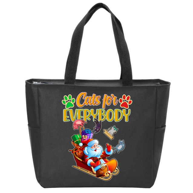 Funny Christmas Cats For Everyone Santa Claus Zip Tote Bag