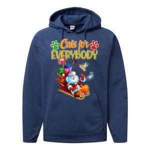 Funny Christmas Cats For Everyone Santa Claus Performance Fleece Hoodie