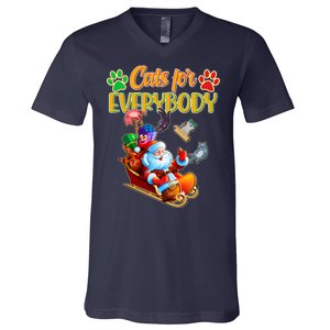 Funny Christmas Cats For Everyone Santa Claus V-Neck T-Shirt