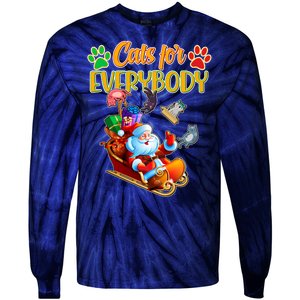 Funny Christmas Cats For Everyone Santa Claus Tie-Dye Long Sleeve Shirt