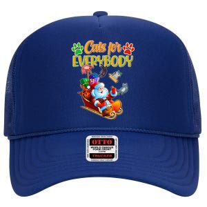 Funny Christmas Cats For Everyone Santa Claus High Crown Mesh Back Trucker Hat