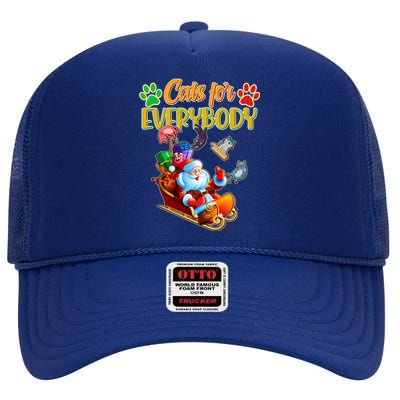 Funny Christmas Cats For Everyone Santa Claus High Crown Mesh Back Trucker Hat