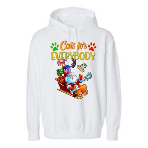 Funny Christmas Cats For Everyone Santa Claus Garment-Dyed Fleece Hoodie