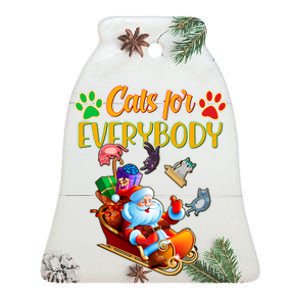 Funny Christmas Cats For Everyone Santa Claus Ceramic Bell Ornament